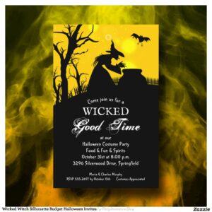 Wicked Witch Silhouette Budget Halloween Invites