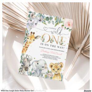 wild_one_jungle_safari_baby_shower_girl_invitation-r_zi69z5_2154 Wild One Jungle Safari Baby Shower Girl Invitation