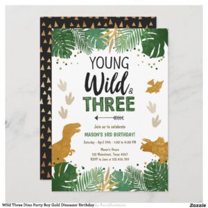 wild_three_dino_party_boy_gold_dinosaur_birthday_invitation-rddb9b26cffb1408e99c298830d94344a_tcv5l_2154 Wild Three Dino Party Boy Gold Dinosaur Birthday Invitation