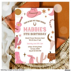 wild_west_cowgirl_1st_rodeo_birthday_invitation-r_zktl5k_2154 Wild West Cowgirl 1st Rodeo Birthday Invitation