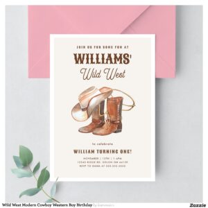 wild_west_modern_cowboy_western_boy_birthday_invitation-r_ze8v9b_2154 Wild West Modern Cowboy Western Boy Birthday Invitation
