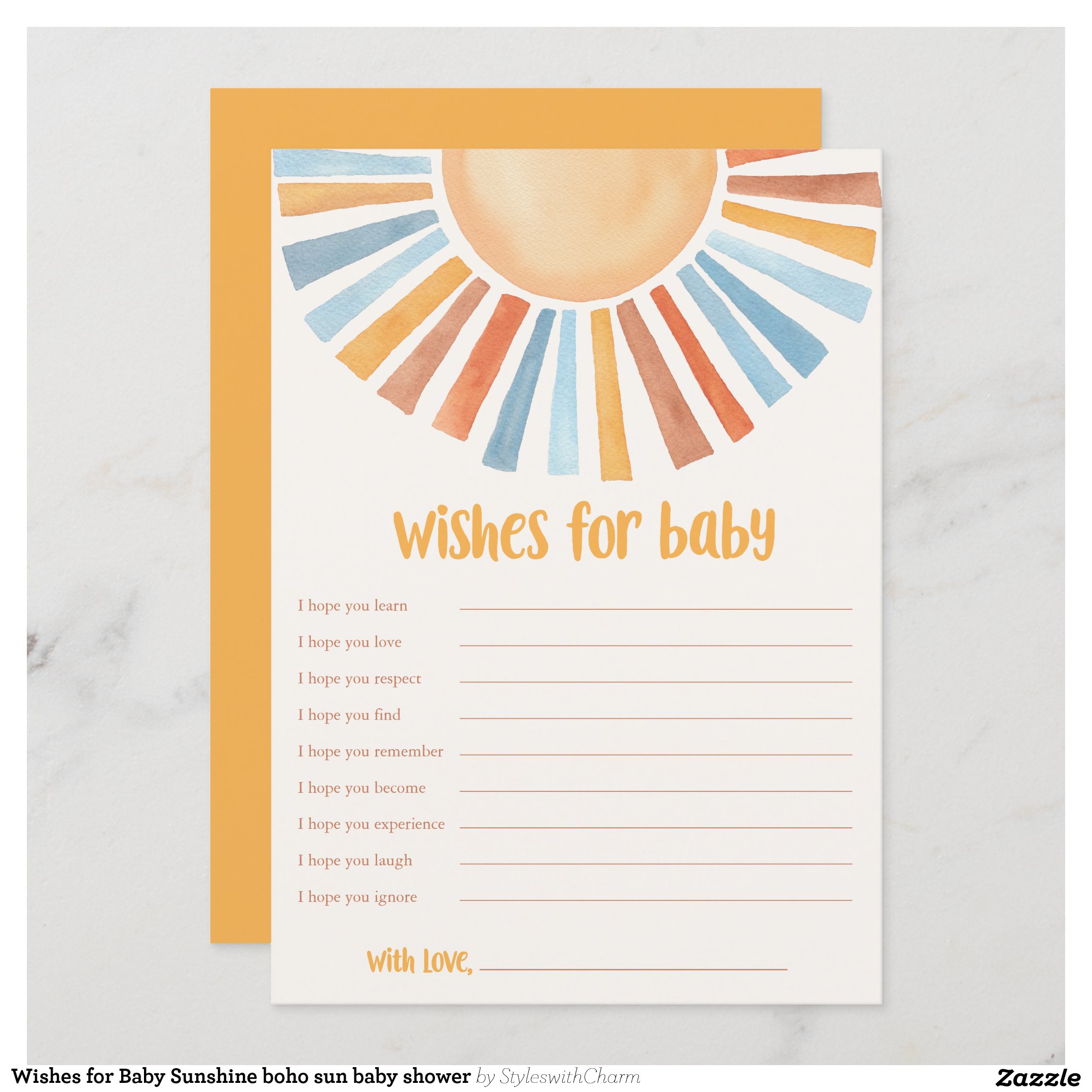 Wishes for Baby Sunshine boho sun baby shower Invitation