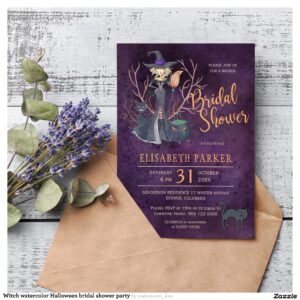 witch_watercolor_halloween_bridal_shower_party_invitation-r_wg6ox5_2154 Witch watercolor Halloween bridal shower party Invitation