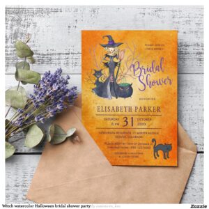 witch_watercolor_halloween_bridal_shower_party_invitation-r_wg6rhp_2154 Witch watercolor Halloween bridal shower party Invitation