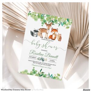 woodland_boy_greenery_baby_shower_invitation-r_zigyvi_2154 Woodland Boy Greenery Baby Shower Invitation