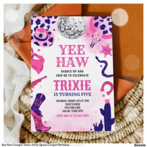 yee_haw_cowgirl_disco_party_space_cowgirl_birthday_invitation-r_zktlnb_2154 Yee Haw Cowgirl Disco Party Space Cowgirl Birthday Invitation