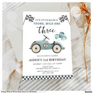 young_wild_three_boys_race_car_birthday_invitation-r_zktp39_2154 Young Wild & Three Boys Race Car Birthday Invitation